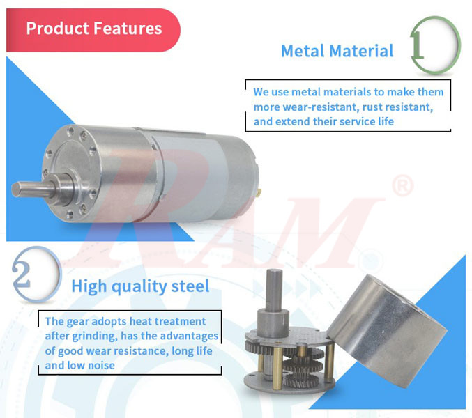 DC Geared Motor 12Vdc 267 rpm - Model JGB37555-18.75K