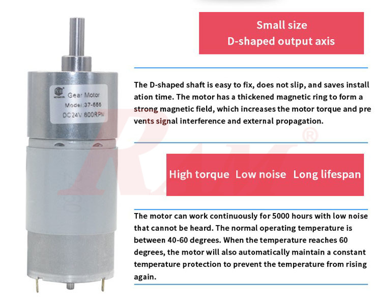 DC Geared Motor 24Vdc 500 rpm - Model JGB37555-10K