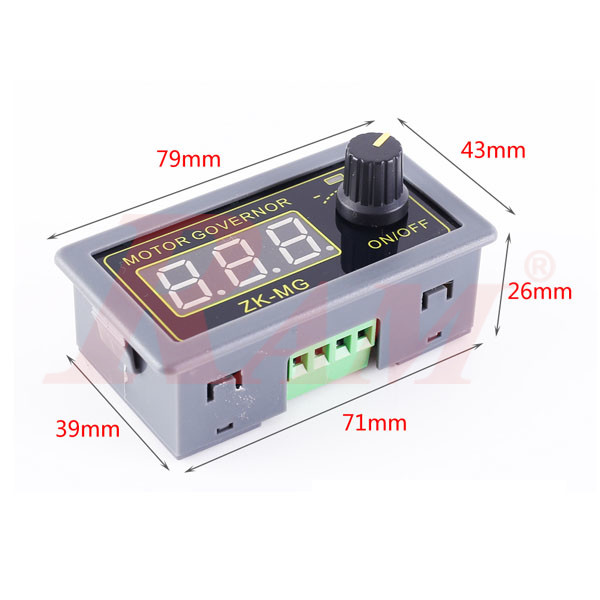 ZK-MG PWM 5A 150W Motor Speed Control Switch Manual (5Vdc to 30Vdc) Panel Shape