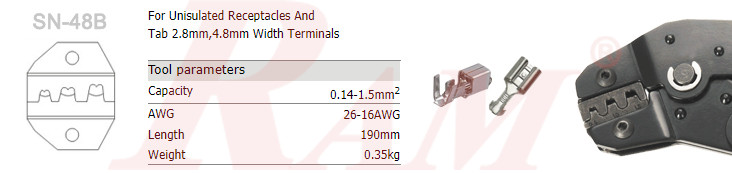 SN-48B For Non-Insulated Receptacles 0.5-1.5 mm2 Terminal Crimping Tool