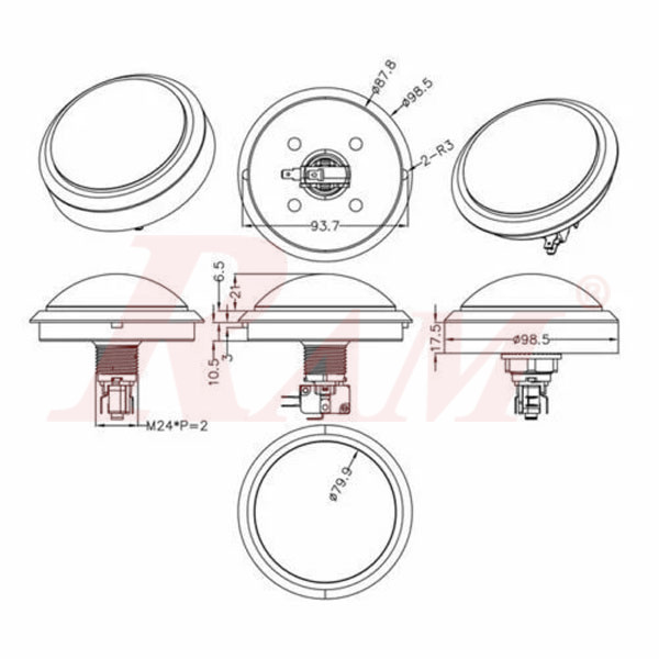 Arcade Style 100mm Big Round Push Button With Green LED Light - Massive Arcade Button with LED