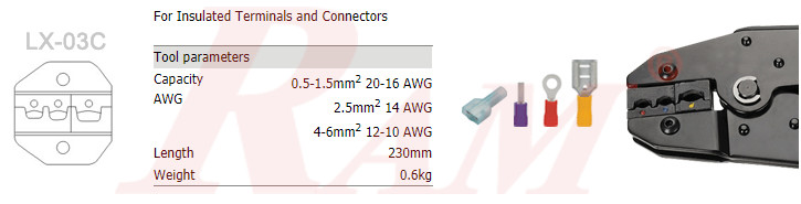 LX-03C For Insulated Terminals and Connectors Crimping Tool