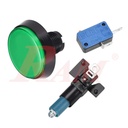 Arcade Style 60mm Big Round Push Button With Green LED Light - Flat Head