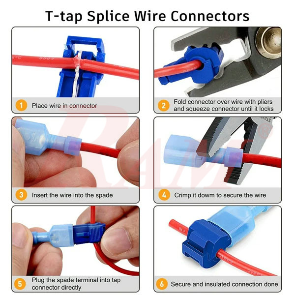 T-Tap Size T2 (1.5mm - 2.5mm) Wire Connector Bridge to Connect Without Cutting Wires