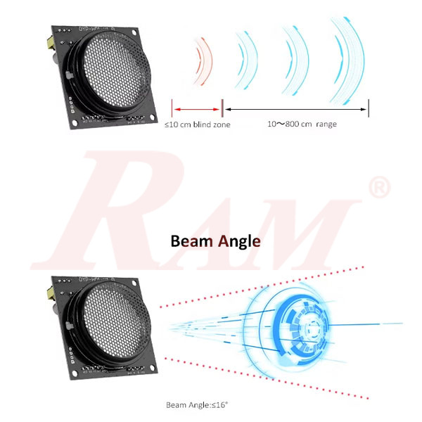 Range Finder Ultrasonic Sensor 800cm UART Output DYP-H01-V1.0
