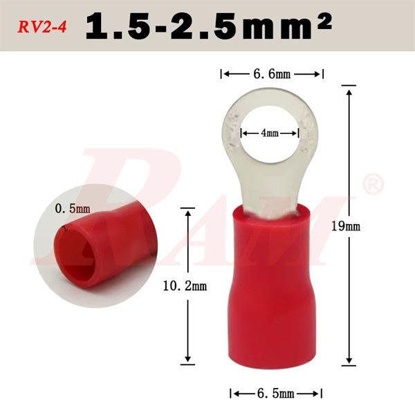 RV2-4 Insulated Ring Electrical Crimp Terminal Connector