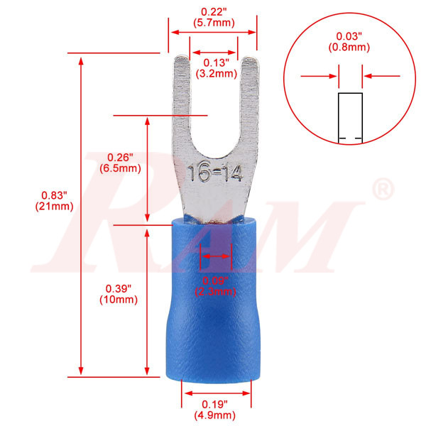SV2-3 Insulated Fork Electrical Crimp Terminal Connector