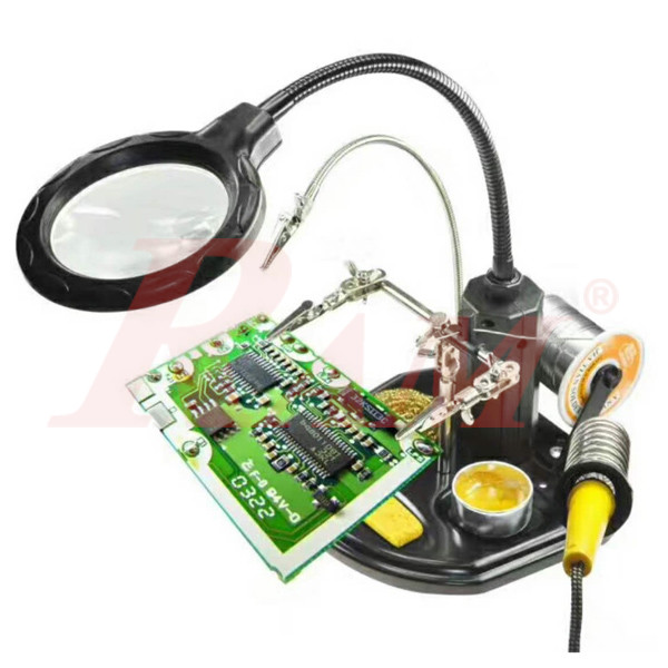 TE-802 Advanced Desk Lamp Magnifying Glass 2.5x ~ 4x Third-Hand Iron Soldering Base