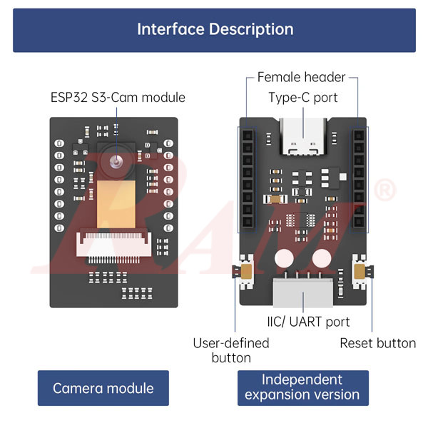 ESP32 S3-Cam AI Vision Module WiFi Real-Time Image Transmission for IoT, AI & Robot Development