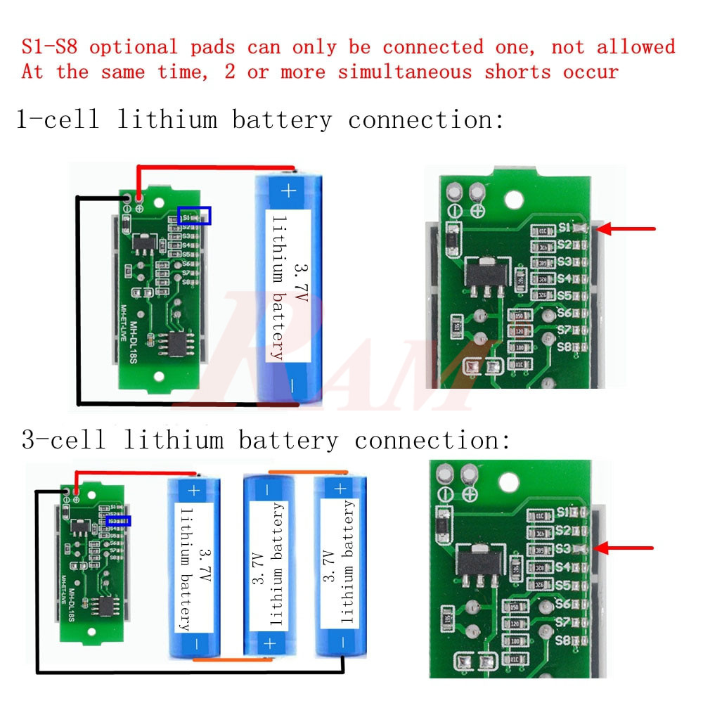 Lithium 1S-8S 18650 Battery Level Indicator Module - Battery Capacity Indicator Module - DL18S