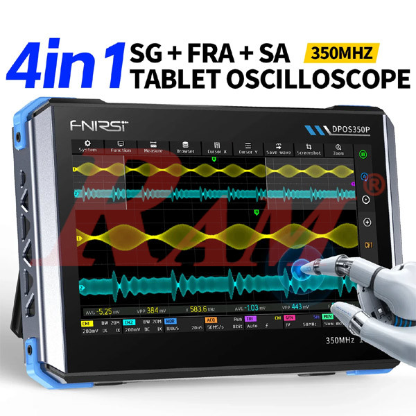 FNIRSI® DPOS350P 4-IN-1 350MHz 1GS/S Tablet Oscilloscope Signal Generator Spectrum Analyzer Frequency Response Analyzer