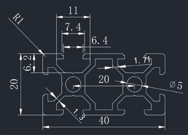 2040 Aluminum Profile 20x40x2000mm - Model SY2040