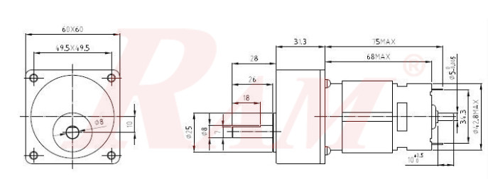 DC Geared Motor 12Vdc 83 rpm 2.79 N.m - Model SG775125000-60K