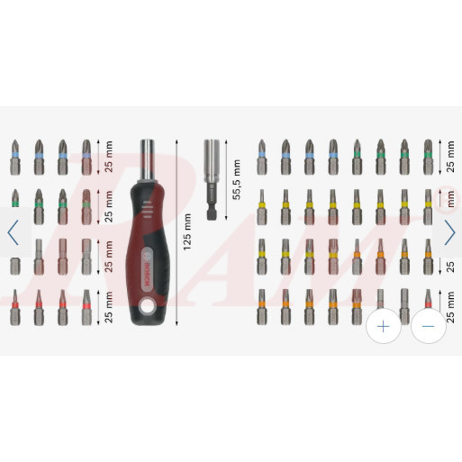 BOSCH Extra Hard Screwdriver Bit Set, 50 pcs (SKU# 2 607 012 080)