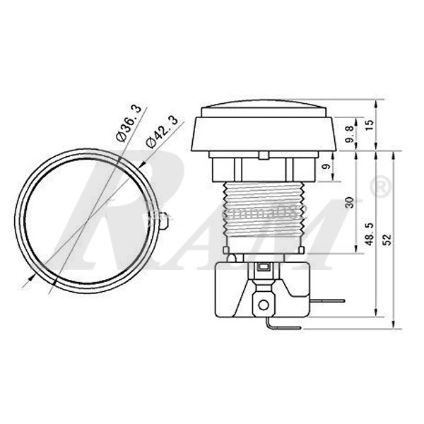 Arcade Style 45mm Big Round Push Button With Red LED Light