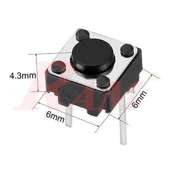 Press 2pin 6x6x4.3 mm Tack Switch