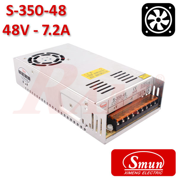 Smun® Industrial SMPS Output +48Vdc/7.2A Input 220Vac With Cooling Fan (S-350-48)