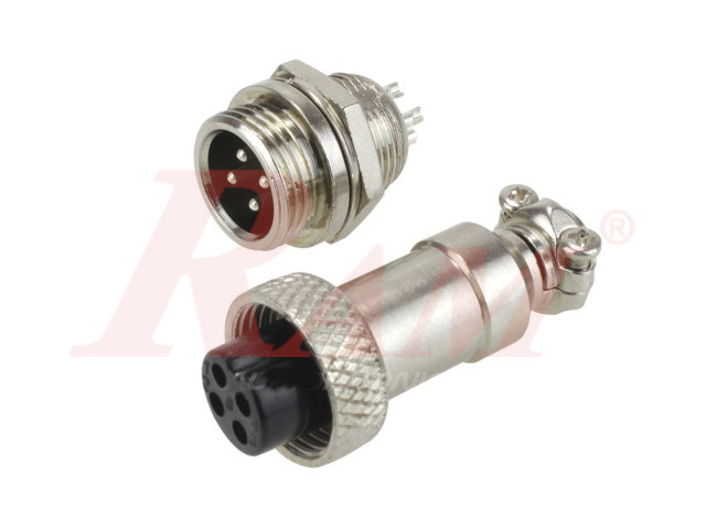 GX12-4 Pole Metal Male Female Panel Chassis Connector
