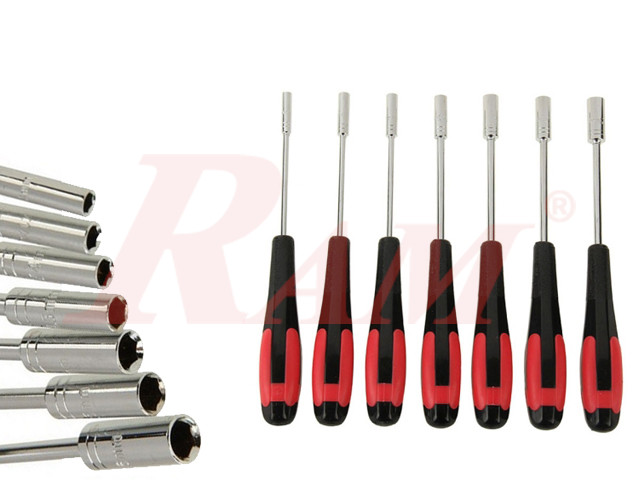 Metal Socket Wrench Screwdriver Hex Nut 7 in 1 Set طقم مفك بيبة 7 قطع مقاسات مختلفة