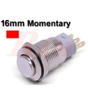 Metal Switch Momentary 16mm Red LED Ring Water/Dustproof