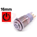 Metal Switch 16mm Waterproof Metal with POWER Symbol Red LED