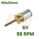 Micro Metal 6V DC Geared Motor With 20mm Lead Screw Shaft 98RPM ماتور جيربوكس 6 فولت 98 لفة/د مع اكس مسمار 20 ملم