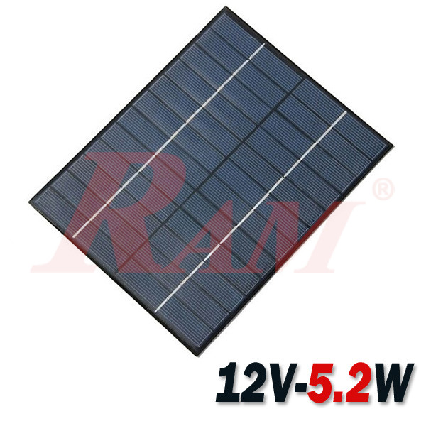 Mini Solar Panel 5.2 Watt 12V/430mA خلية شمسية قدرة 5.2 واط خرج 12 فولت 430 ملي امبير