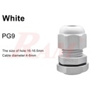 PG9 White Plastic Cable Gland (4~8mm) Connector Waterproof