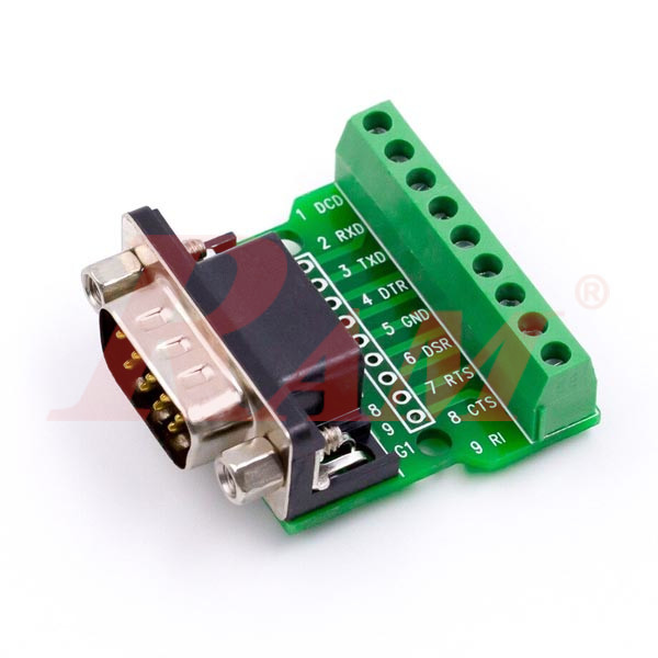DB9 Male on PCB to Screw Terminal Blocks (SKU#DB41)