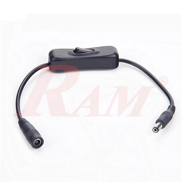 Inline Switch On Off with Female Male Power Cable 2.1mm - Wire DC Connector Jack