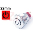 Metal Switch 22mm Waterproof Metal with POWER Symbol Red LED مفتاح تشغيل On/Off معدني 22 ملم معدن مقاوم للماء والاتربة مع رمز تشغيل الطاقة LED باللون الاحمر POWER