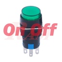 Switch On/Off 16mm Green - Self Locking