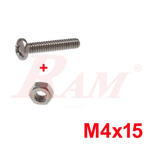 Bolt M4x15 mm + Nut M4