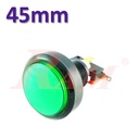 Arcade Style 45mm Big Round Push Button With Green LED Light - Flat Head