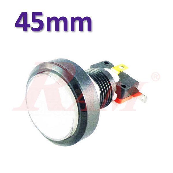 Arcade Style 45mm Big Round Push Button With White Light - Flat Head
