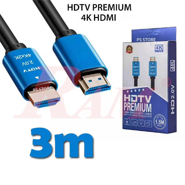 HDMI 4K High Speed HDTV 3m Premium Cable كابل عالي الدقة والسرعة