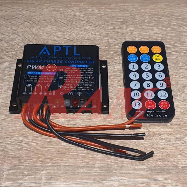 IR-1220 PWM Solar Charge Controller Waterproof IP68 12V/24V 20A With IR Remote Control