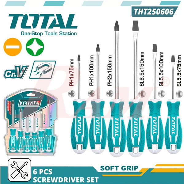 THT250606 TOTAL 6 Pcs Screwdriver Set