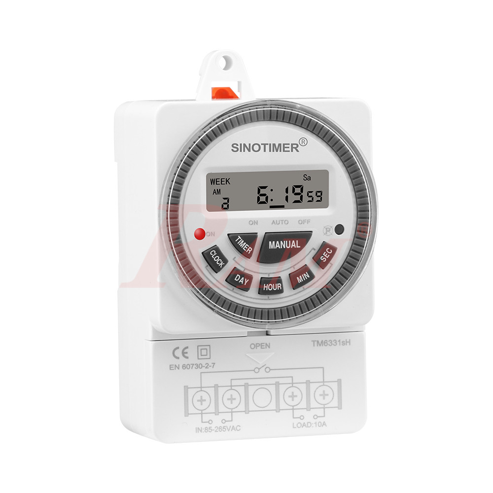 TM6331sH-2/220Vac Dain Rail Mount Timer Switch 30A/220Vac - With Seconds Intervals Timer