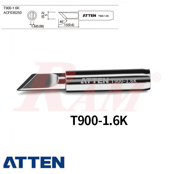 ATTEN® TIP T900-1.6K Lead-Free Soldering Iron Tip سن مشطوف فلات كبير ماركة اتين