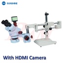SZM45T-STL2 7-45X SUNSHINE Trinocular Stereo HD - Stereo Microscope With 0.5 CTV Connector + HDMI Camera and SS-033 LED Ring Light