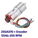 25GA370 DC Geared Motor With Encoder 12Vdc 250 rpm