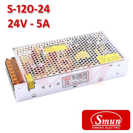 [KIT.SMPS.24V.5A] Smun® Industrial SMPS Output +24Vdc/5A Input 220Vac (S-120-24)