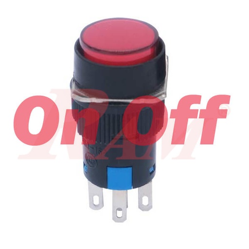 [PB.BIG.3PIN.ONOFF.RED] Switch On/Off 16mm Red - Self Locking مفتاح تشغيل On/Off بلاستيك  16 ملم - لون احمر