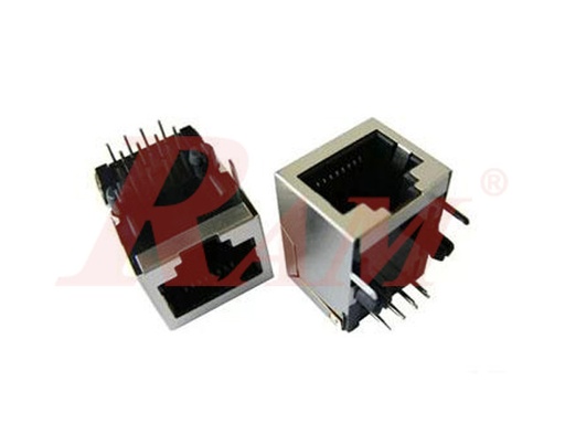 [RJ8.M.PCB] RJ45 - 8 Pin Connector On PCB Metal Housing