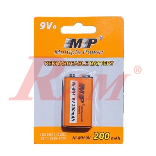 [BATTERY9V.RECH.MP.200MAH] MP Battery Rechargeable 9V 200mAh Ni-MH بطارية شحن 9V