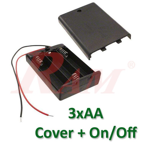 [BATTERY.CASE.3XAA.ONOFF] Battery Holder 3xAA + On/Off Switch جراب حامل بطارية مع مفتاح