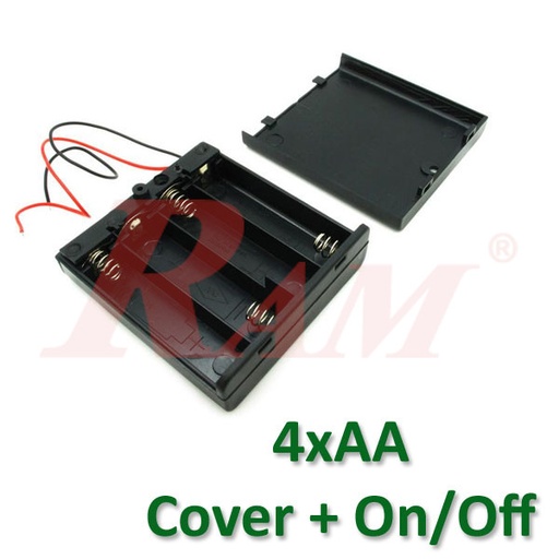 [BATTERY.CASE.4XAA.ONOFF] Battery Holder 4xAA + On/Off Switch جراب حامل بطارية مع مفتاح