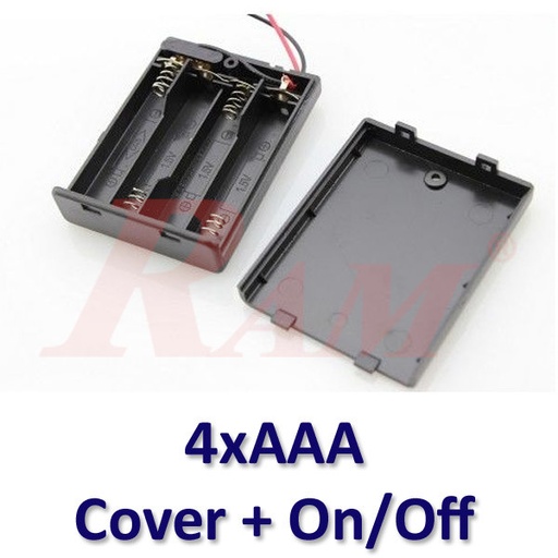 [BATTERY.CASE.4XAAA.ONOFF] Battery Case 4xAAA + On/Off Switch