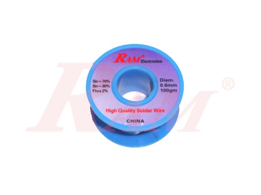 [SOLDER.WIRE.RAM.100GM] Solder Wire RAM High Quality 100gm Sn70/Pb30 قصدير لحام عالي الجودة ماركة رام - بكرة 100جم نسبة القصدير الى الرصاص 70 الى 30 قطر 0.6مم مع 2% حشوة فلاكس